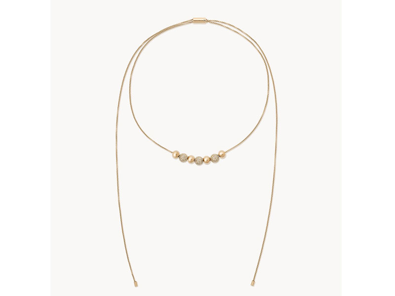 Michael Kors Brilliance Gold-Tone Pavé Beaded Adjustable Slider Necklace