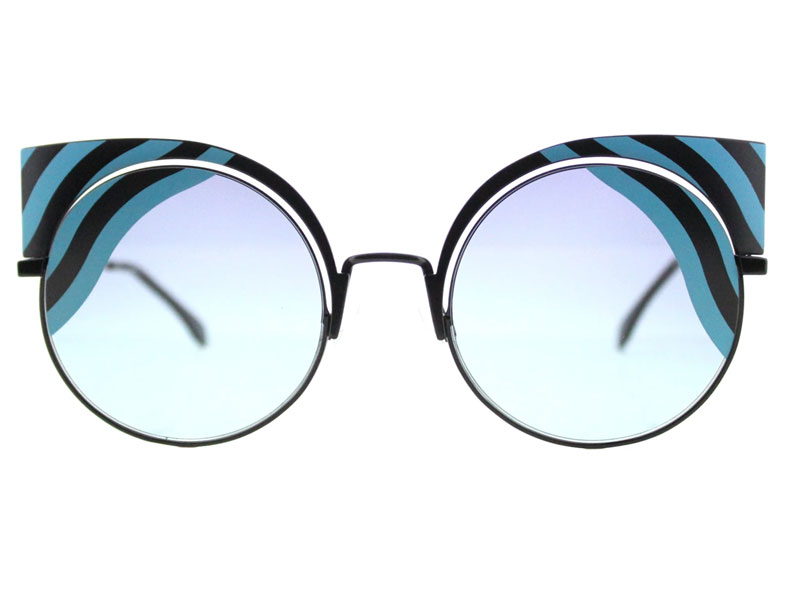 Fendi Hypnoshine Matte Turquoise Cat-Eye Metal Sunglasses For Women