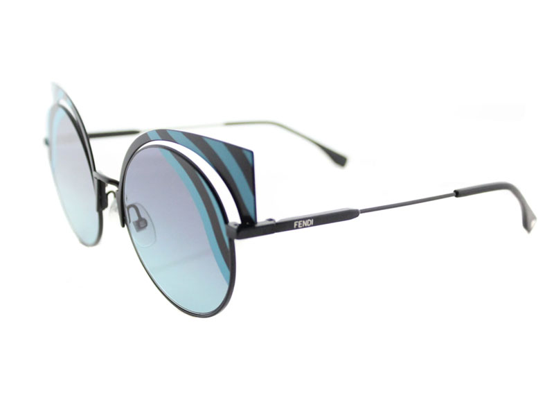 Fendi Hypnoshine Matte Turquoise Cat-Eye Metal Sunglasses For Women