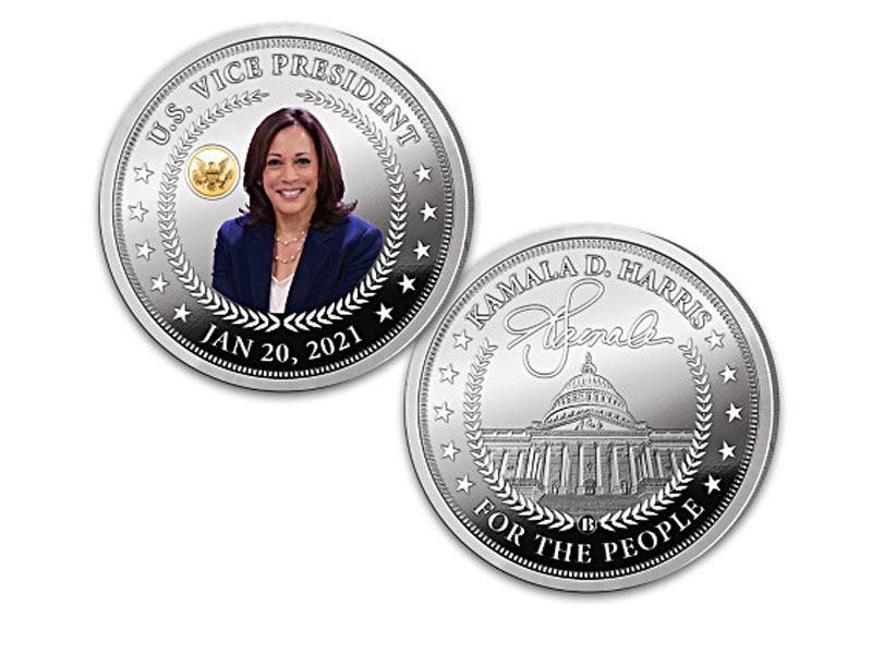 Kamala Harris Proof Coin Collection With Wooden Display Box