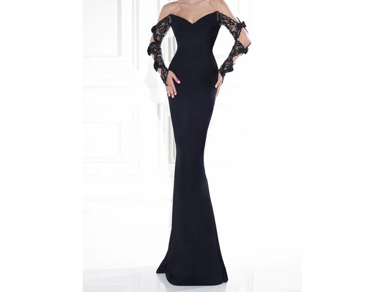 Women's Tarik Ediz Lace V-Neck Gown Dress