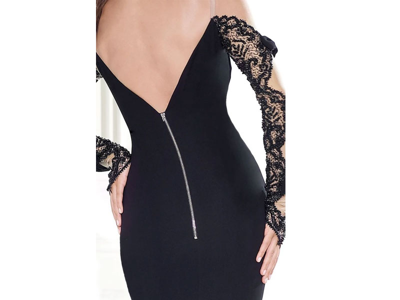 Women's Tarik Ediz Lace V-Neck Gown Dress