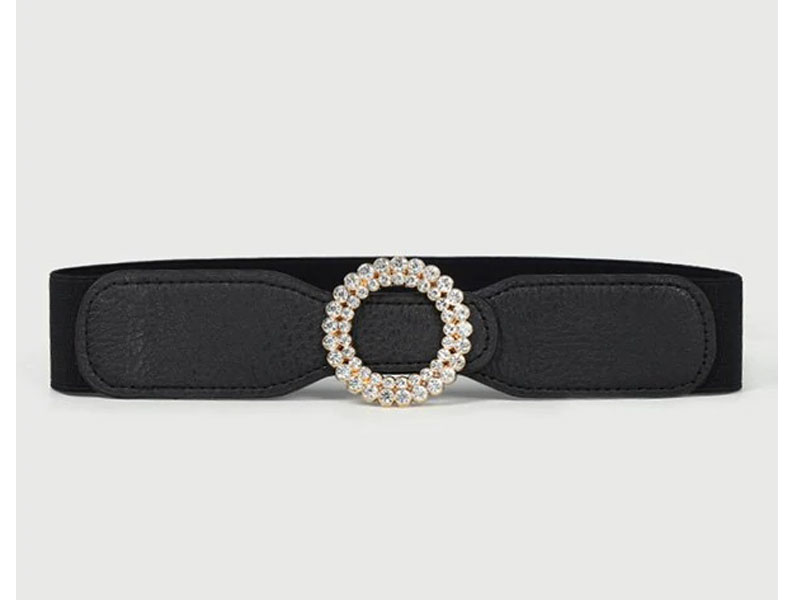 Women's Round Rhinestone Inlaid Elastic Waist Belt