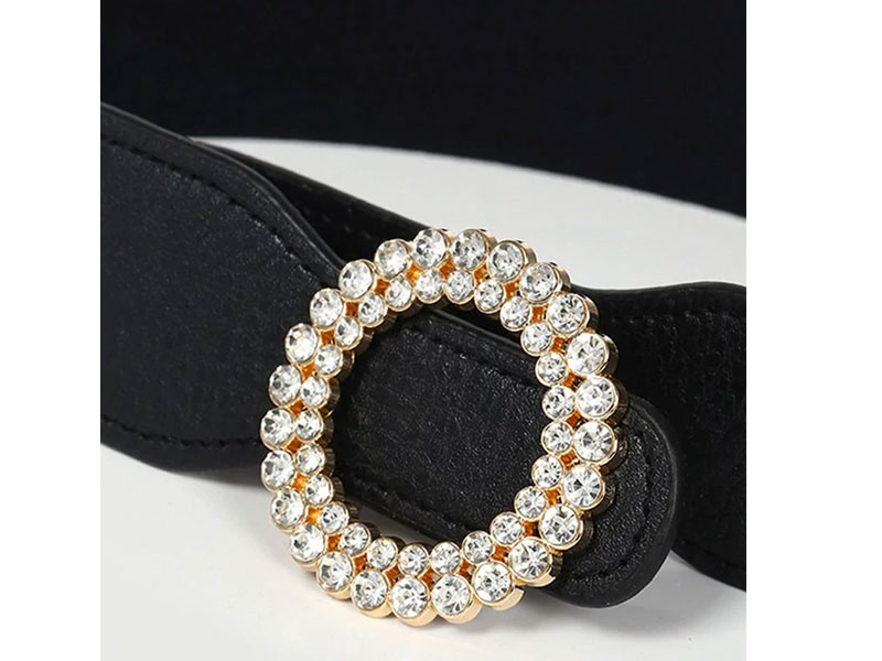 Women's Round Rhinestone Inlaid Elastic Waist Belt