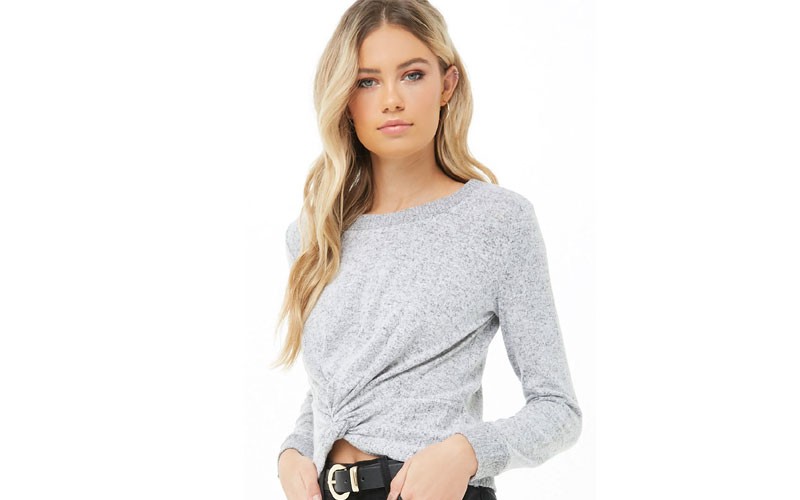 Marled Twist Front Top