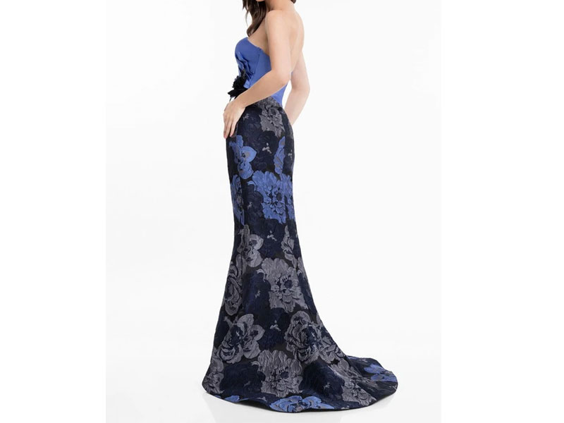 Women's Terani Couture Floral Strapless Mermaid Gown With Slit Dress