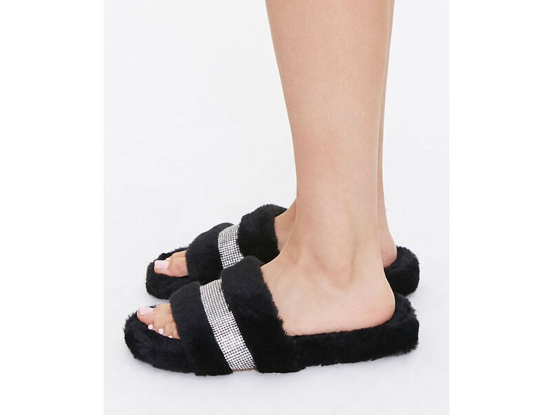 Women's Plush Rhinestone Slippers