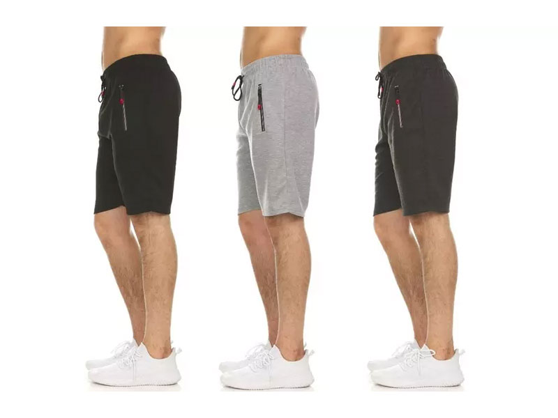 (3-Pack) Men's Moisture Wicking Shorts With Zipper Pockets