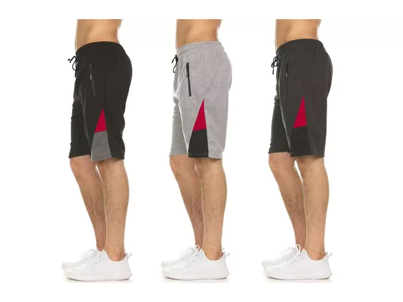 (3-Pack) Men's Moisture Wicking Shorts With Zipper Pockets