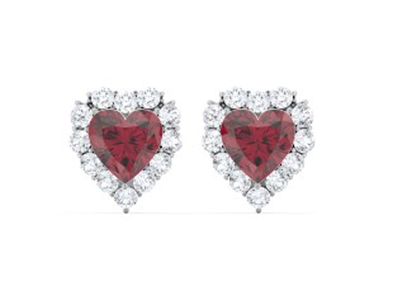 Women's Halo Heart Stud Earrings