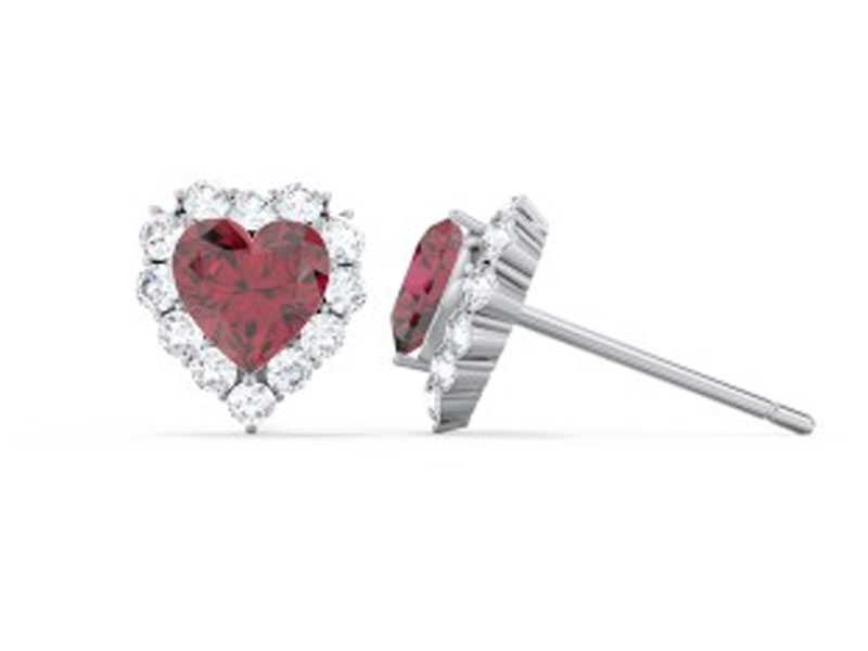 Women's Halo Heart Stud Earrings