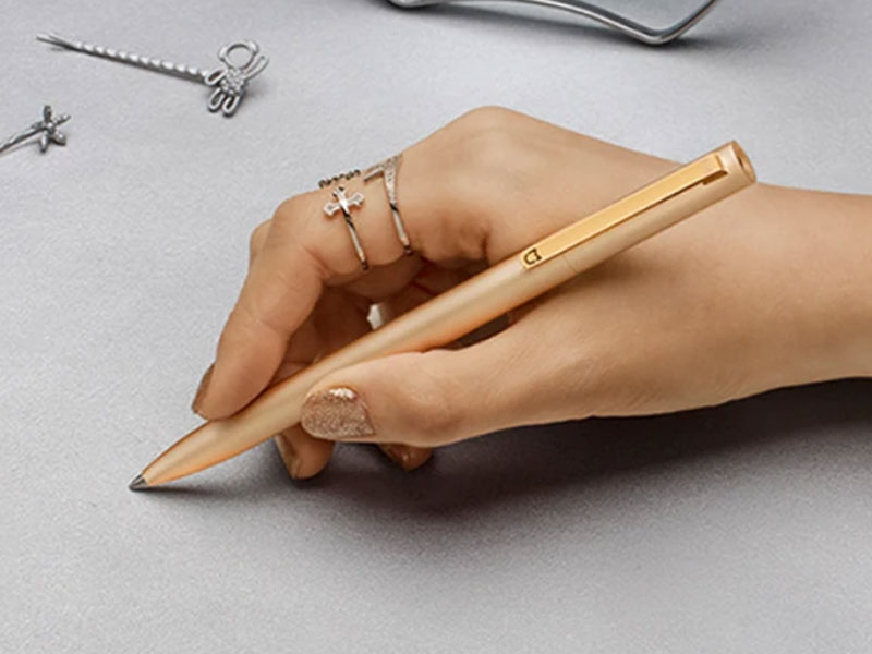 Original Xiaomi Mijia 0.5mm Writing Point Sign Pen Gold Mental Signing Pen