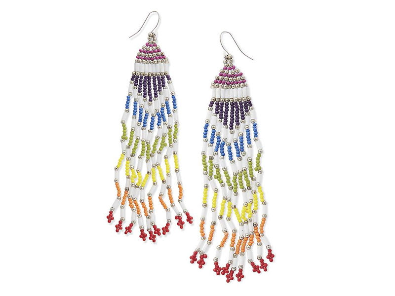 Women's Rainbow Beaded Fringed Earrings