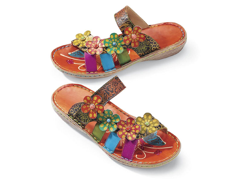 Women's Handpainted Blooming Flowers Sandals