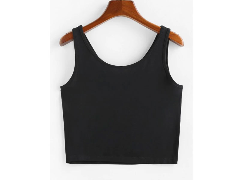 Women's Zaful Heather V Neck Crop Tank Top Black M