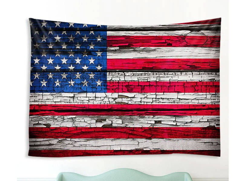 Flag Printing Wood Grain Waterproof Tapestry