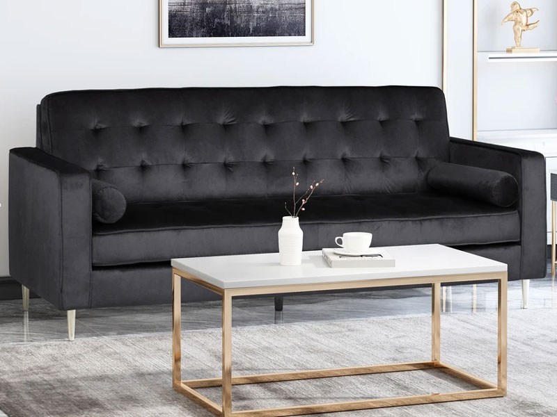 Jamorion Modern Glam Tufted Velvet 3 Seater Sofa