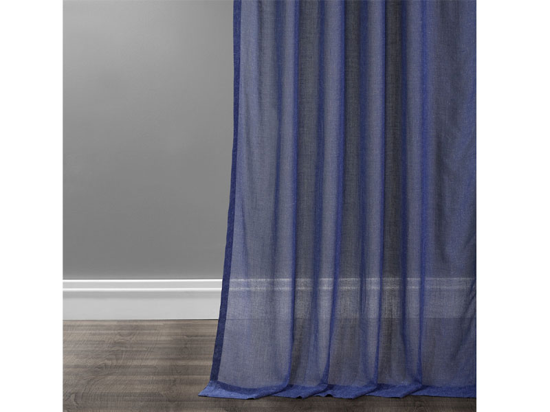 Blue Lapis Faux Linen Sheer Curtain