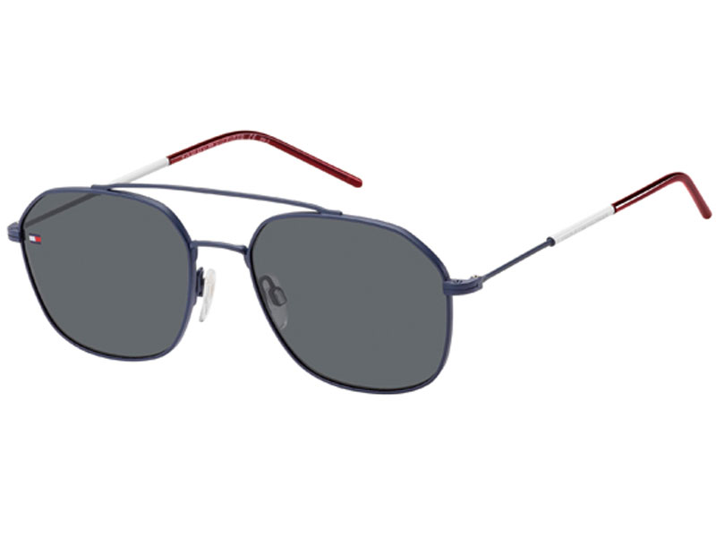 Tommy Hilfiger Matte Blue Geometric Navigator Sunglasses For Men