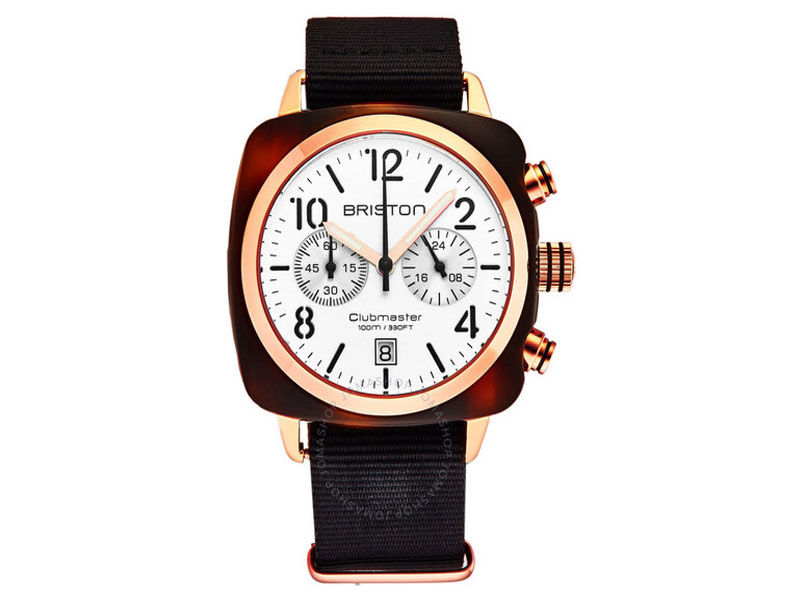 Briston Clubmaster Chronograph Quartz White Dial Men's Watch