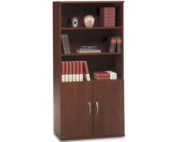 Open Double Bookcase With Doors By Bush