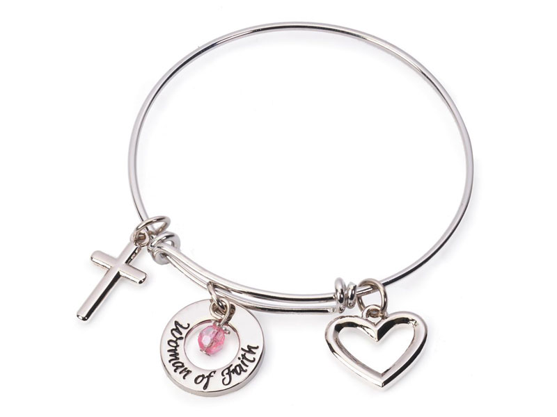 Women's Of Faith Charm Bangle Bracelet