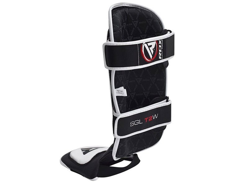 RDX T2 MMA Gel Padded Leather Shin Instep Guard Black White