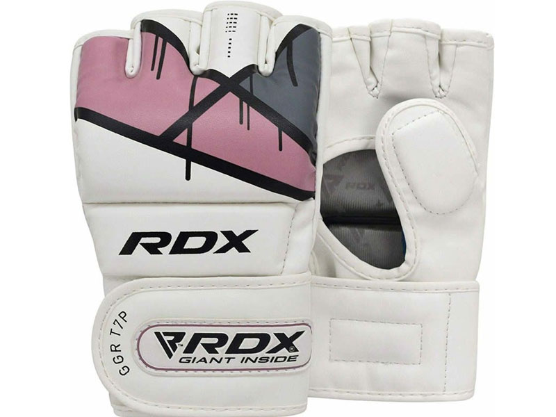 RDX T7 Ego Women MMA Grappling Training Gloves Open Palm Pink White