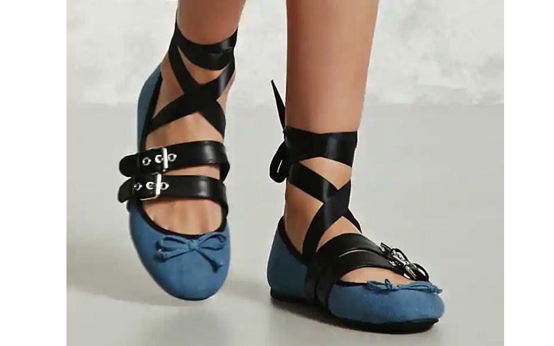 Strappy Denim Ballet Flats