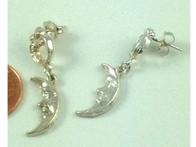 Women's Sterling Silver Crescent Moon Post Earrings
