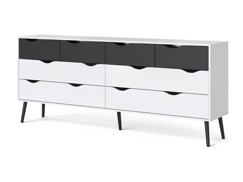 Diana 8 Drawer Dresser in White / Black Matte Tvilum 7545549GM