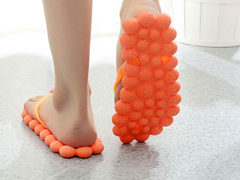 Women's Orange PVC Fashion Casual Massage Flat Slippers