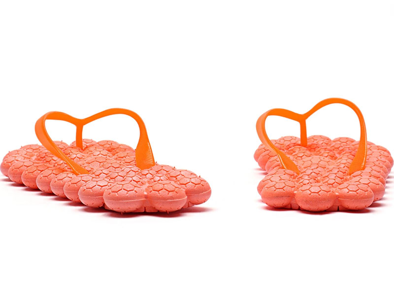 Women's Orange PVC Fashion Casual Massage Flat Slippers