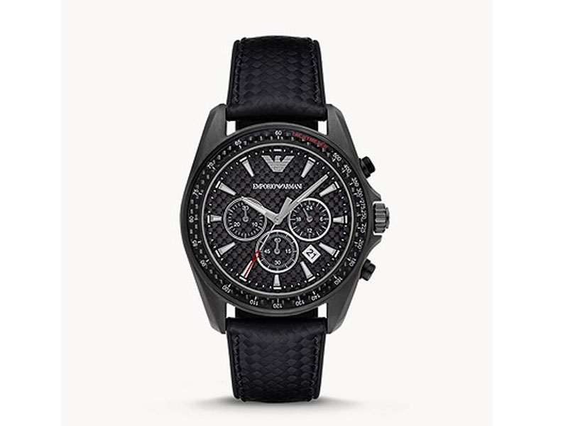 Men's Emporio Armani Men's Chronograph Black Leather Watch