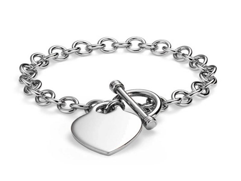 18K White Gold Plated Toggle Bracelet