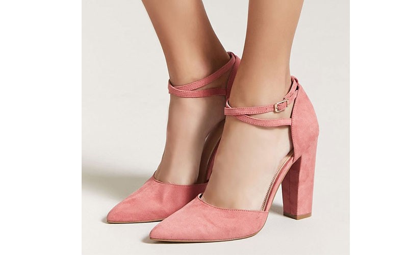 Faux Suede Ankle Strap Heels