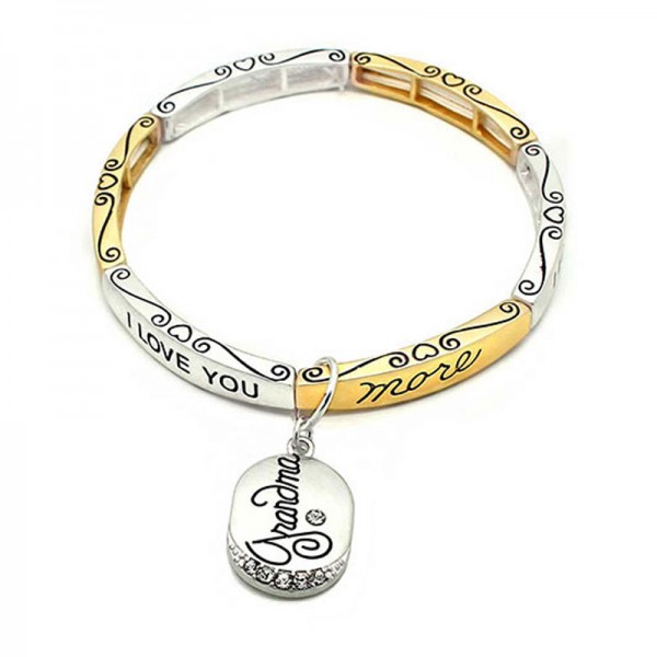 Women's KIS Two-Tone Grandma I Love You More Stretch Bracelet