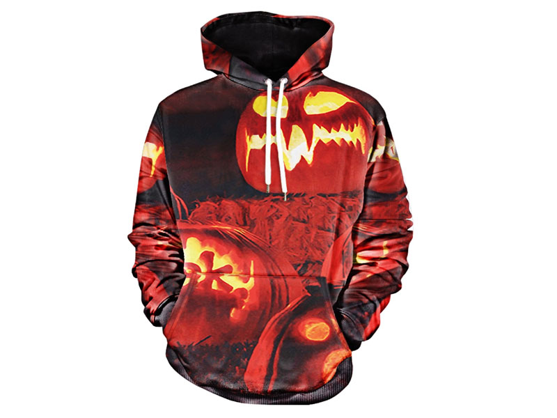 Women's Pumpkin Print Halloween Pullover Hoodie