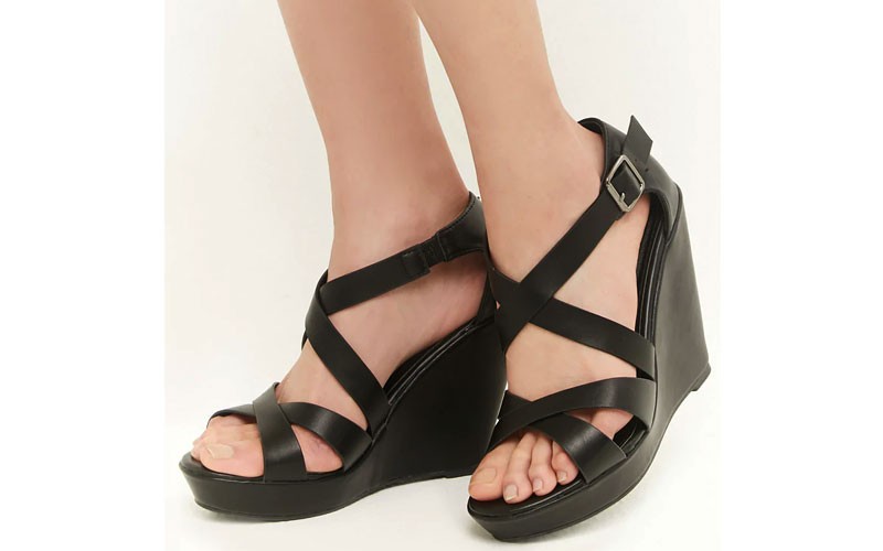 Faux Nubuck Leather Wedges