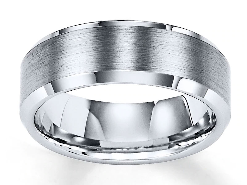 Women's 8mm Wedding Band White Tungsten Carbide