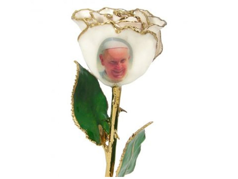 Catholic Gift Pope Francis 24k Gold Rose