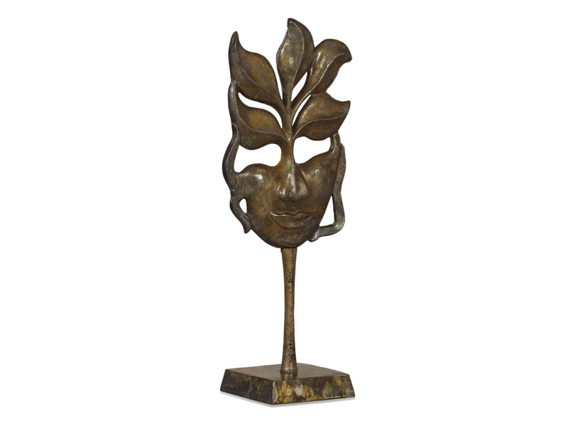 Caine Handcrafted Aluminum Decorative Face Accessory With Stand Brass