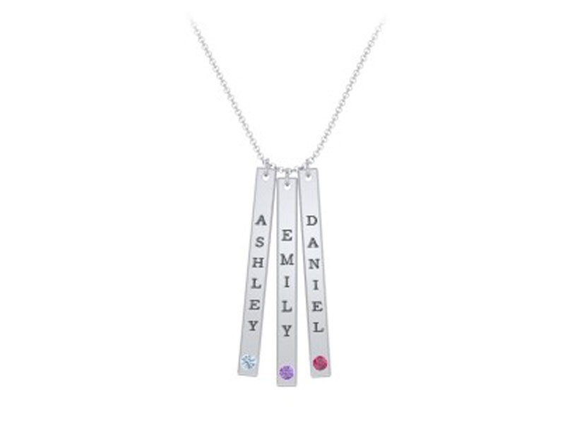 Women's Multi Vertical Birthstone Bar Pendant 3 Bar