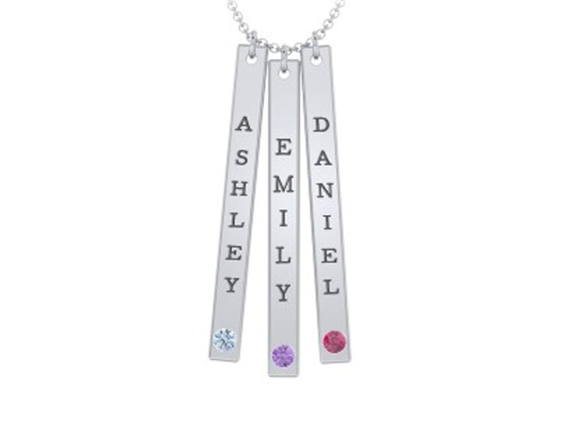 Women's Multi Vertical Birthstone Bar Pendant 3 Bar