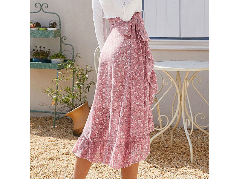 Women's Pink Skirt Lace Up Layered Bohemian Dress