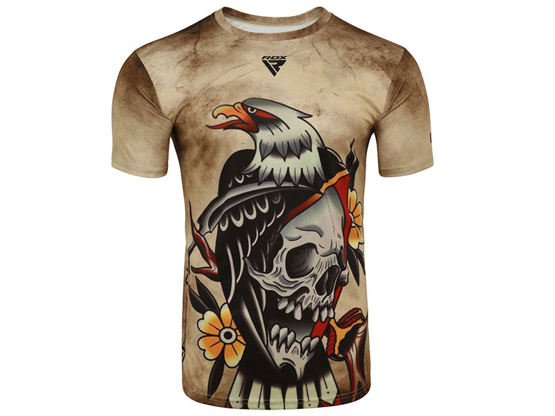 RDX T14 Harrier Tattoo Brown Short Sleeves Gym T-Shirt