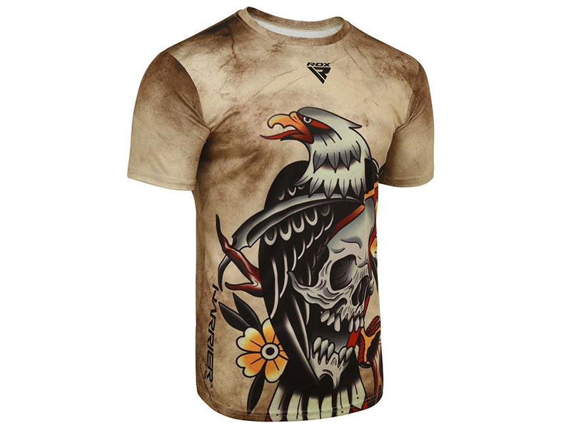 RDX T14 Harrier Tattoo Brown Short Sleeves Gym T-Shirt