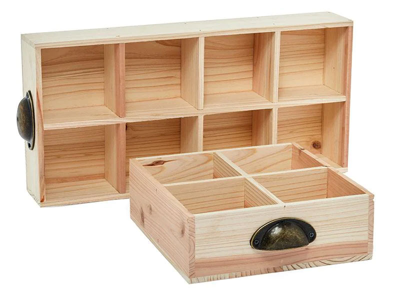 Natural Fir Wood 8-Section Trays