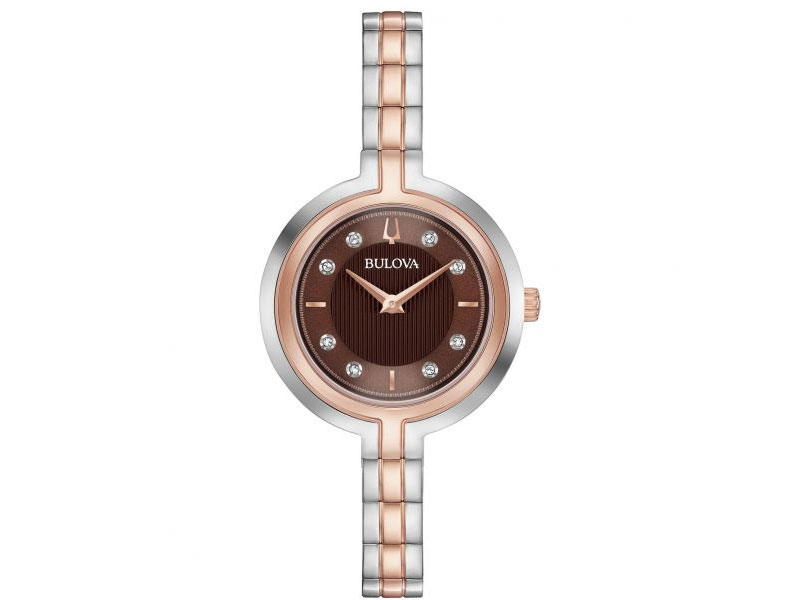 Women's Ladies' Bulova Rhapsody Diamond Rose Gold-Tone and Stainless Steel Watch