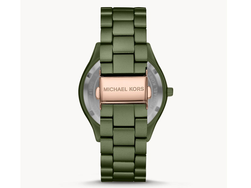 Men's Michael Kors Slim Runway Three-Hand Olive Aluminum Watch